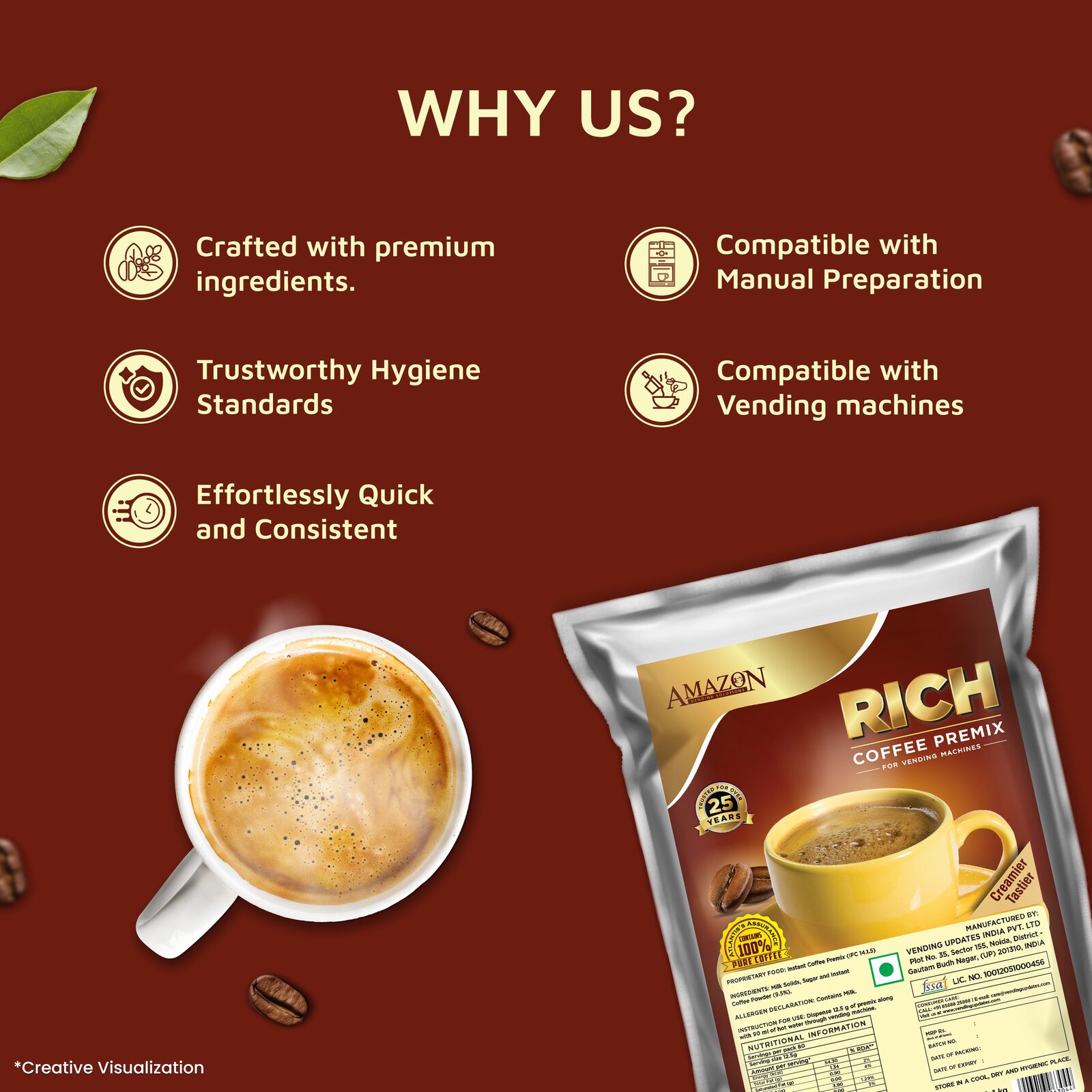 AMAZON Rich 3-in-1 Coffee Premix – 1kg Pack view 4