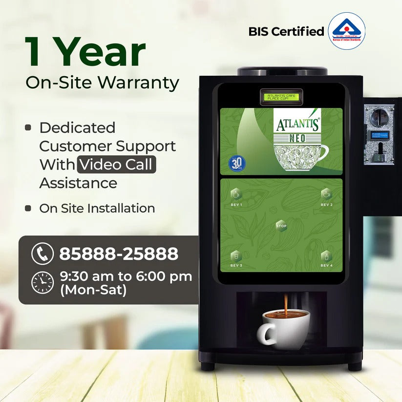 ATLANTIS NEO COIN OPERATED 4-Lane Tea Coffee Vending Machine – Dedicated Hot Water view 7