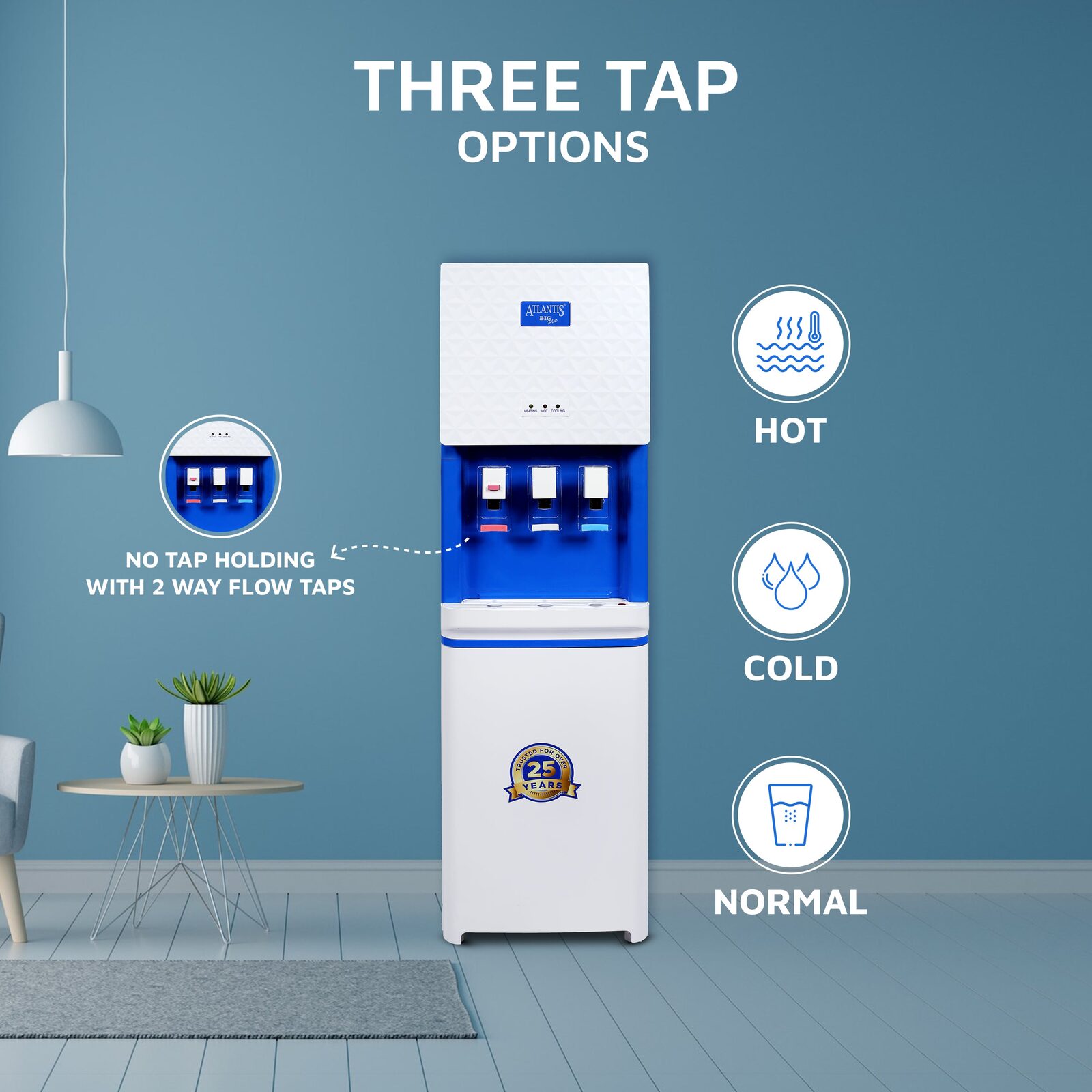 ATLANTIS BIG PLUS Floor Standing Water Dispenser - Available Space for RO Setup-3 Taps view 2